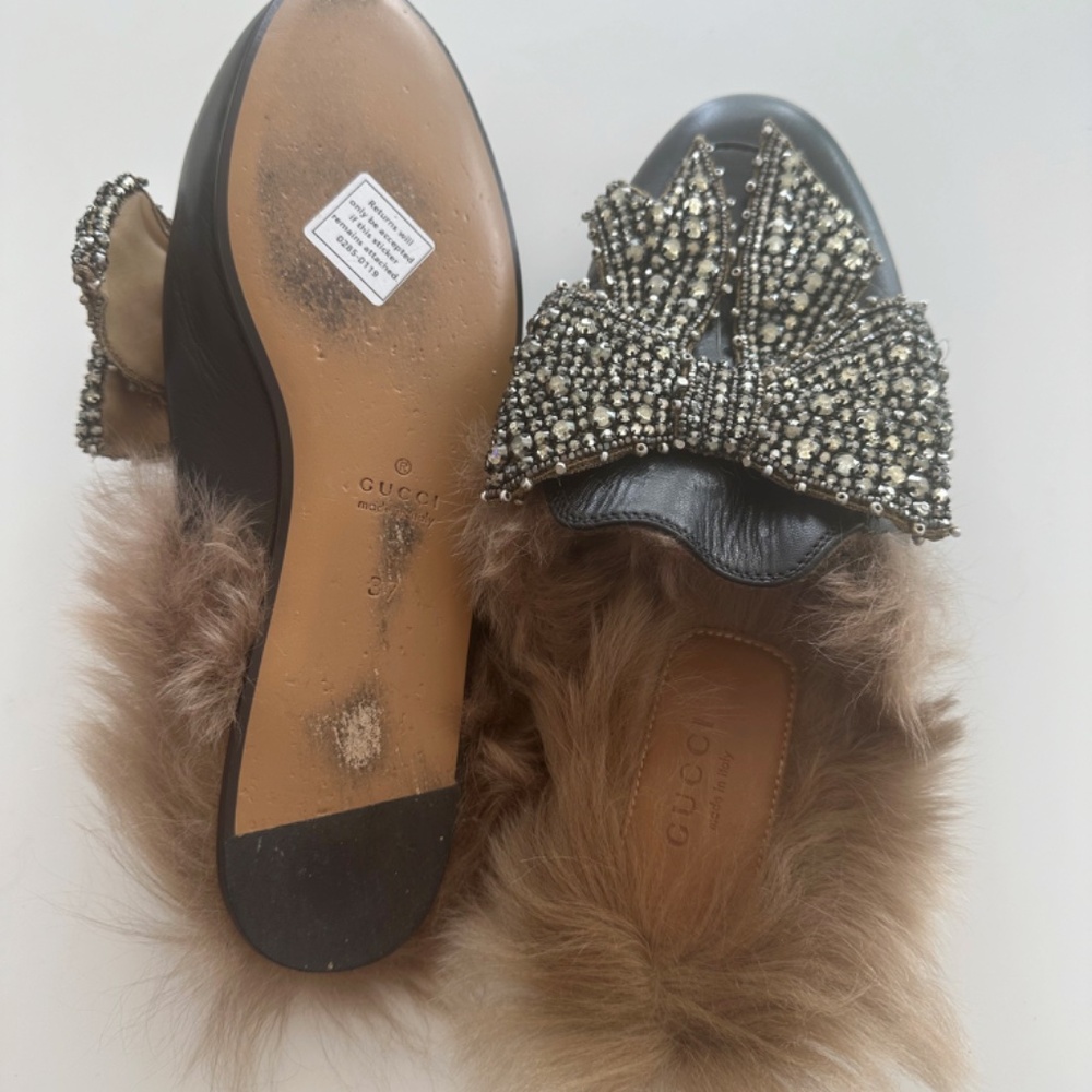 GUCCI Leather Crystal Embellishments Mules Women's Size: 7 | IT 37 - Picture 4 of 4